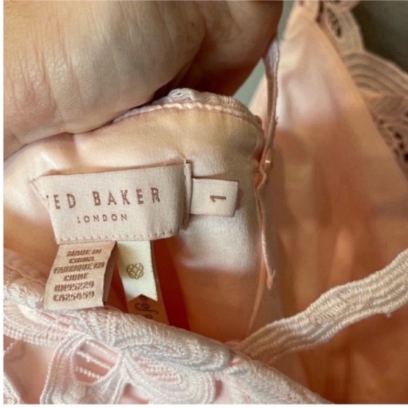 {SOLD} TED BAKER LONDON Nadiie Lace Dress Peplum Pink Sleeveless Women’s Size 1 - Picture 6 of 11